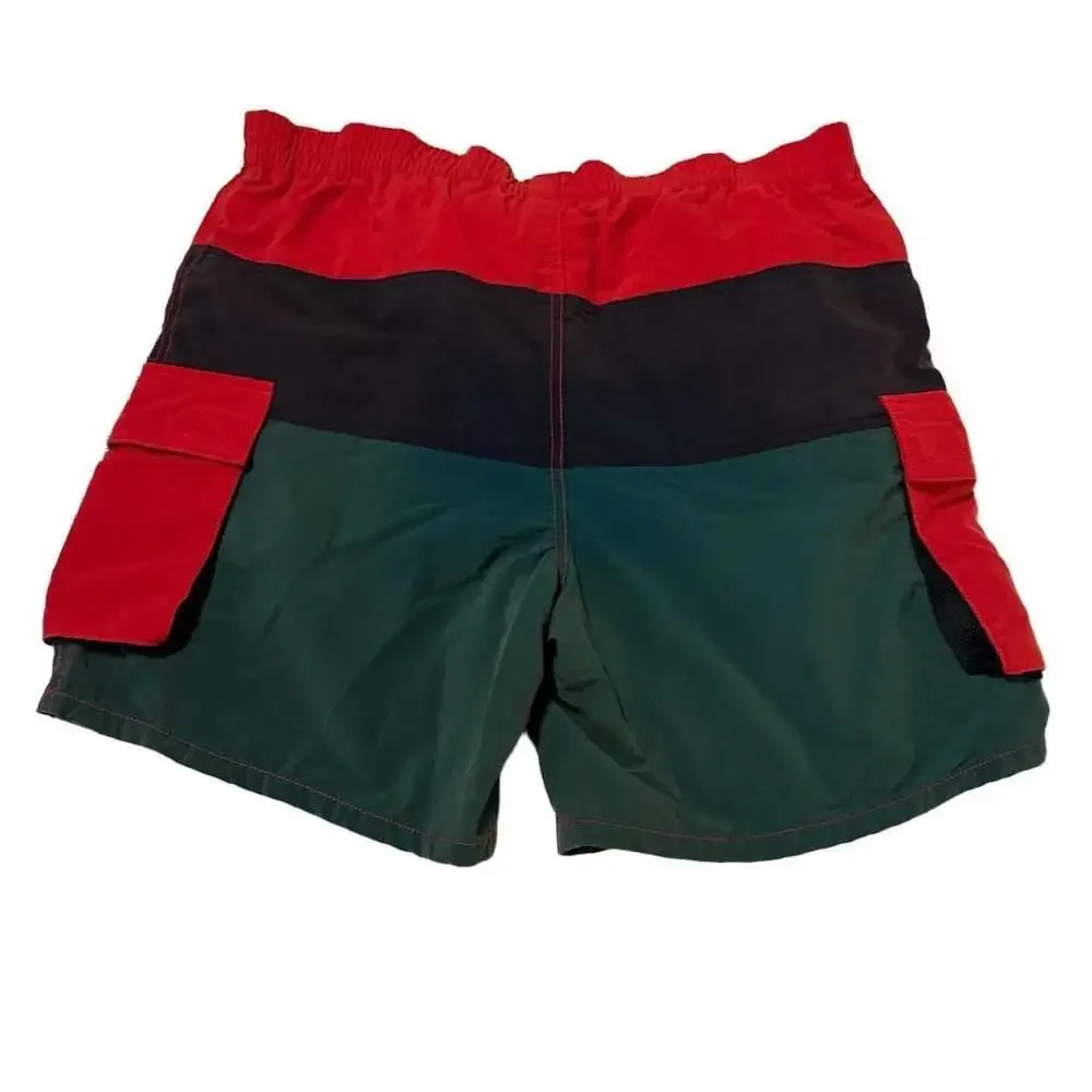 Vintage L.L. Bean Tri-Colorblock Cargo Swim Trunks